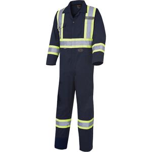 516T Coveralls - Navy Blue, Silver/Yellow, 40 (Tall), 42 (Tall), 44 (Tall), 46 (Tall), 48 (Tall), 50 (Tall), 52 (Tall), 54 (Tall), 56 (Tall), 58 (Tall), 60 (Tall), Poly-Cotton, Meets/Exceeds CSA Z96 Class 1 - Level 2