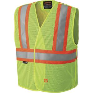 6916A Flame Resistant Safety Vest - High Visibility Lime-Yellow, Orange & Silver, 2X-Large/3X-Large, Small/Medium, Large/X-Large, 4X-Large/5X-Large, Polyester