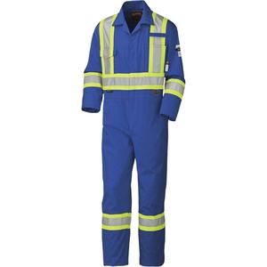 5558AT High-Visibility Flame-Resistant Coveralls - 40, 58 (Tall), 60 (Tall), 62 (Tall), 64 (Tall), 66 (Tall), Royal Blue, 9.5 cal/cm², NFPA 70E/ASTM F1506/NFPA 2112, 2, CSA Z96-22 Class 1 Level 2, CSA Class 1 Level FR