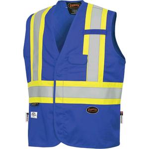 7730 FR-Tech® Flame-Resistant Arc Safety Vest - Cotton/Nylon, 2X-Large, Small, Medium, Large, X-Large, 3X-Large, 4X-Large, Royal Blue, CSA Z462-21, CGSB 155.20-2017, CSA Z96-22 Class 1 Level 2, 10 cal/cm²