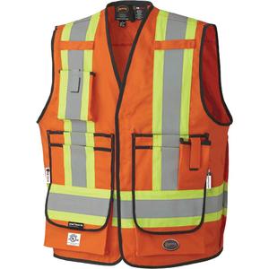 7732 FR-Tech® Flame-Resistant Arc Surveyor's Vest - Cotton/Nylon, 2X-Large, Small, Medium, Large, X-Large, 3X-Large, 4X-Large, High Visibility Orange, CSA Z96-22 Class 2 Level 2 and Class 2 Level FR,  CGSB 155.20-2017