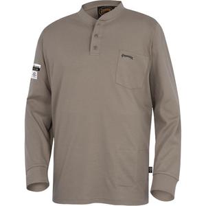 331 FR Interlock Henley Shirt - Small, Medium, Large, X-Large, 2X-Large, 3X-Large, 4X-Large, 5X-Large, Beige, 12 cal/cm², NFPA 70E/ASTM F1506/NFPA 2112, 2, CGSB 155.20-2017 & CSA Z462-2021