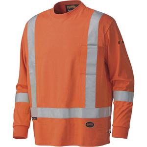 339SFA Flame-Resistant Long-Sleeved Safety Shirt - Small, Medium, Large, X-Large, 2X-Large, 3X-Large, 4X-Large, 5X-Large, High Visibility Orange, 9 cal/cm², NFPA 70E/ASTM F1506, 2, ANSI/ISEA 107-2020 Class 1 Type O