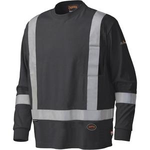 340SFA Flame-Resistant Long-Sleeved Safety Shirt - Small, Medium, Large, X-Large, 2X-Large, 3X-Large, 4X-Large, 5X-Large, Black, 9 cal/cm², NFPA 70E/ASTM F1506, 2, ANSI/ISEA 107-2020 Class 1 Type O, CSA Z462-15