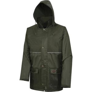 D8120J Nailhead Ripstop Tree Planter Hooded Jacket - Polyester/PVC, X-Small, Small, Medium, Large, X-Large, 2X-Large, 3X-Large, 4X-Large, 5X-Large, Green