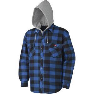 415SS Quilted Hooded Shirt - Boa/Polar Fleece, Small, Medium, Large, X-Large, 2X-Large, 3X-Large, 4X-Large, Multi-Colour, Men's, Black & Blue Plaid, 4