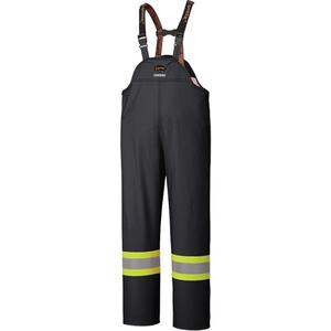 5895BK Flame-Resistant Waterproof Stretch Bib Pants - X-Small, Small, Medium, Large, X-Large, 2X-Large, 3X-Large, 4X-Large, 5X-Large, Black, ASTM D6413, ANSI/ISEA 107-2020 Class E Supplemental Type