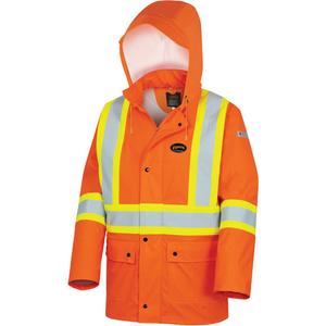 5892PKT High-Visibility FR Waterproof Safety Jacket - X-Small, Small, Medium, Large, X-Large, 2X-Large, 3X-Large, 4X-Large, 5X-Large, 6X-Large, 7X-Large, High Visibility Orange, CSA Z96-22 Class 2 Level 2