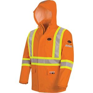 5880 FR/Arc-Rated Waterproof Rain Jacket - X-Small, Small, Medium, Large, X-Large, 2X-Large, 3X-Large, 4X-Large, 5X-Large, High Visibility Orange, 10 cal/cm², ASTM F1959