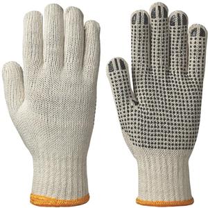 501 Knitted Dotted-Palm Gloves - Large, Poly/Cotton, Non-Coated, White