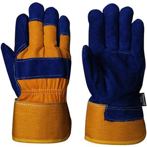 630 Blue Insulated Fitter's Gloves - One Size, Boa, Split Cowhide, Elastic, Rubberized