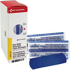 Fabric Blue Detectable Bandages - Rectangular/Square, 1", 3", Fabric Metal Detectable, Sterile, Non-Medical