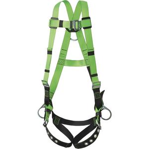FBH-10020B Contractor Series Safety Harness - Work Positioning/Fall Arrest, AP, 400 lbs., Universal, Back - Side, Tongue Buckle, Pass-Through/Mating, OSHA, CSA Z259.10 and ANSI Z359.11, High-Visibility Green
