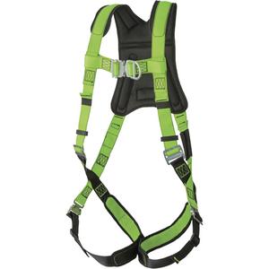 FBH-60110L PeakPro Series Safety Harness - Ladder Climbing/Fall Arrest, AL, 400 lbs., Universal, Back - Front, Quick-Connect, Quick-Connect, OSHA, CSA Z259.10 and ANSI Z359.11, High-Visibility Green