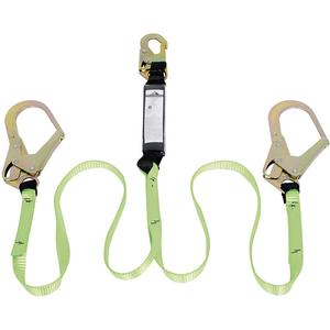 SA-54022-6 Shock Absorbing Lanyard - 6', Meets/Exceeds CSA-Z259.11, 110 lbs., 220 lbs., Snap Hook, Rebar Hook, Polyester, Pack, 2, 4' at 220 lbs., 6', 1,800 lb (8 kN), 3
