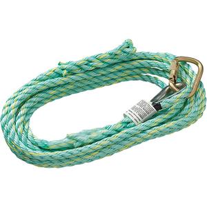 VL-1115-100 Vertical Lifeline - 100', Copolymer, 5/8" (16 mm), Carabiner, Back Splice, CSA Z259.2.5-2012, ANSI Z359