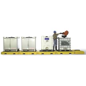 Indoor 4-Tank Ultra-Modular IBC Spill Pallet - 279", 11", 62", 365 US gal., 9000 lbs.