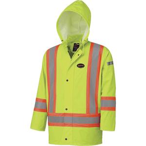 5894 Flame Resistant Waterproof Jacket - X-Small, High Visibility Lime-Yellow, CSA Z96-22 Class 2 Level 2 & Class 2 Level FR, ANSI/ISEA 107-2020 Class 3 Type P and R, ASTM D6413 Flame Resistance