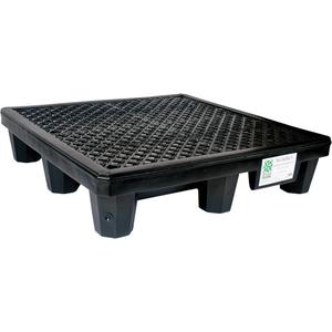4-Drum Economy Ultra-Spill Pallet® - 53", 53", 11.8", 66 US gal., 3000 lbs., 5-Year Warranty, SPCC, 40 CFR 264.175, Black
