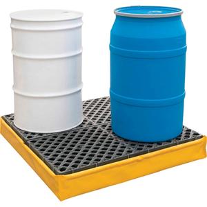 4-Drum Flexible Ultra-Spill Pallet® - 48", 48", 7", 66 US gal., 2400 lbs., SPCC 40 CFR 112, EPA 40 CFR 264.175, Yellow