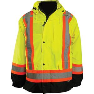 7-in-1 Jacket - High Visibility Orange, Silver/Yellow, 2X-Large, Polyester, Meets/Exceeds CSA Z96 Class 1 - Level 2, ANSI Type O - Class 1