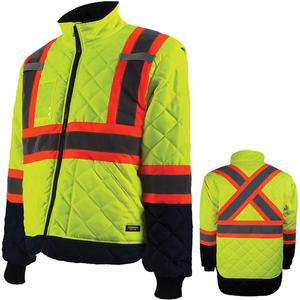 Freezer Jacket - High Visibility Orange, Silver/Yellow, 2X-Large, Polyester, Meets/Exceeds CSA Z96 Class 1 - Level 2, ANSI Type O - Class 1