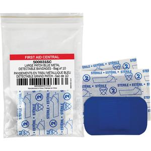 Blue Adhesive Bandages - Rectangular/Square, 3", 2", Fabric Metal Detectable, Non-Sterile, Non-Medical