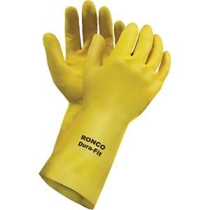 Dura-Fit™ Reusable Gloves - Small/7, Medium/8, 12", 20-mil, Latex, Flock-Lined, Unrated, Yellow