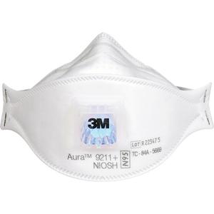 Aura™ 9211+ Particulate Respirator - NIOSH, Standard, Flat Fold, With, N95, Non-Oil, Mould, Silica, 5 Years, Braided Comfort Strap