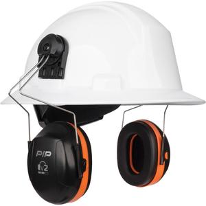 Dynamic™ V2™ Passive Ear Muffs - Cap Mount, A, 25, Full Brim Hardhats, Neon Orange