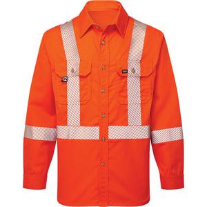 Ultrasoft® Flame Resistant Deluxe Segmented Striped Work Shirt - Medium (Tall), Orange, Cotton/Nylon, NFPA 2112, CGSB 155.20, NFPA 70E, CSA Z462, ASTM F1506, Cat 2 ATPV 8.7, Class 2 Level 2