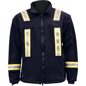 Flame Resistant Striped Full Zip Fleece Jacket - Large (Tall), Navy Blue, Tall, NFPA 2112, NFPA 70E, CSA Z462, Cat 2 ATPV 23