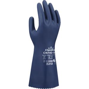 CN740 Chemical-Resistant Gloves - Large/9, Small/7, Medium/8, X-Large/10, 2X-Large/11, 13", 15-mil, Nitrile, Unlined, EN 374:2016-1 Type A/EN 374:2016-5 VIRUS, AJKLMNOPT, Cat III, EN ISO 374-1:2016/Type A