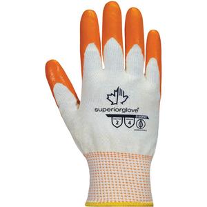 Dexterity® Gloves - X-Small/6, Small/7, Medium/8, Large/9, X-Large/10, 2X-Large/11, 15, Cotton, Foam Nitrile, Dipped Palm, Unlined, 2", Knit, ANSI Level 4, ANSI Level 2
