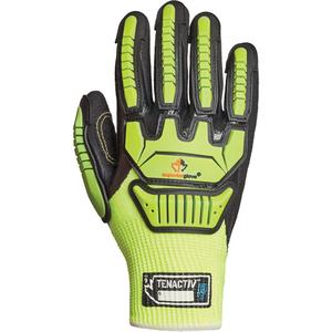High-Visibility Cut-Resistant Gloves - X-Large/10, Small/7, Medium/8, Large/9, 2X-Large/11, 10, TenActiv™, Nitrile, Dipped Palm, ASTM ANSI Level A5, ANSI/ISEA 105 Level 3, Unrated, ANSI/ISEA 105 Level 5