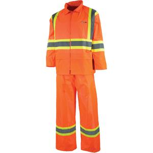 Sealed Rain Suit - High Visibility Orange, Silver/Yellow, X-Small, Small, Medium, Large, X-Large, 2X-Large, 3X-Large, Nylon/PVC