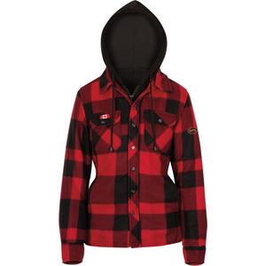 415RBW Quilted Hooded Shirt - Polar Fleece, X-Small, Small, Medium, Large, X-Large, 2X-Large, 3X-Large, 4X-Large, Multi-Colour, Women's, Red & Black Plaid