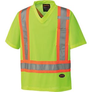 6989 Traffic Micro Mesh T-Shirt - High Visibility Lime-Yellow, Silver/Orange, X-Small, Small, Medium, Large, X-Large, 2X-Large, 3X-Large, 4X-Large, 5X-Large, Meets/Exceeds CSA Z96 Class 2 - Level 2