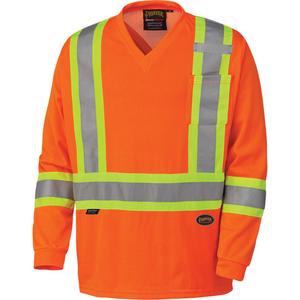 6984 Traffic Micro Mesh Long-Sleeved Safety Shirt - High Visibility Orange, Silver/Yellow, Small, Medium, Large, X-Large, 2X-Large, 3X-Large, 4X-Large, 5X-Large, Meets/Exceeds CSA Z96 Class 2 - Level 2