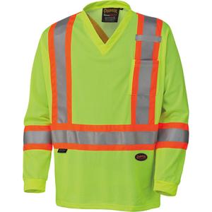 6985 Traffic Micro Mesh Long-Sleeved Safety Shirt - High Visibility Lime-Yellow, Silver/Orange, Small, Medium, Large, X-Large, 2X-Large, 3X-Large, 4X-Large, 5X-Large, Meets/Exceeds CSA Z96 Class 2 - Level 2