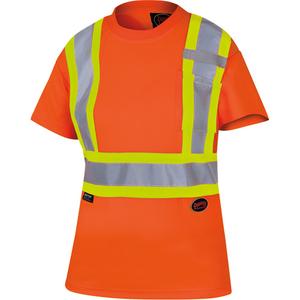 6948 Women's Bird's-Eye Safety T-Shirt - High Visibility Orange, Silver/Yellow, X-Small, Small, Medium, Large, X-Large, 2X-Large, 3X-Large, 4X-Large, Polyester, Meets/Exceeds CSA Z96 Class 2 - Level 2