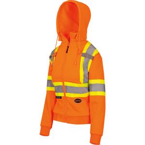 6924W Women's Fleece Hoodie with Zipper - High Visibility Orange, Silver/Yellow, X-Small, Small, Medium, Large, X-Large, 2X-Large, 3X-Large, 4X-Large, Polyester, Meets/Exceeds CSA Z96 Class 2 - Level 2