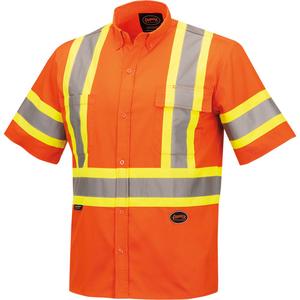 4442 Ultra Cool Short-Sleeved Safety Shirt - High Visibility Orange, Silver/Yellow, Small, Medium, Large, X-Large, 2X-Large, 3X-Large, 4X-Large, 5X-Large, Cotton, Meets/Exceeds CSA Z96 Class 2 - Level 2