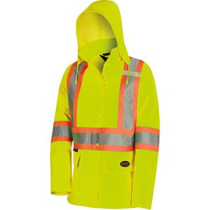 5628W The Rock Women's 300D  Quilted Safety Parka - High Visibility Lime-Yellow, Silver/Orange, X-Small, Small, Medium, Large, X-Large, 2X-Large, 3X-Large, 4X-Large, Polyester/Polyurethane, Meets/Exceeds CSA Z96 Class 2 - Level 2