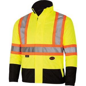 5771 Waterproof Reversible Safety Jacket - High Visibility Lime-Yellow, Silver/Orange, Small, Medium, Large, X-Large, 2X-Large, 3X-Large, 4X-Large, Polyester/Polyurethane, Meets/Exceeds CSA Z96 Class 2 - Level 2