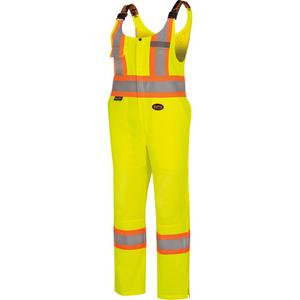 6000W Women's High-Visibility Traffic Safety Overalls - High Visibility Lime-Yellow, Silver/Orange, X-Small, Small, Medium, Large, X-Large, 2X-Large, 3X-Large, Polyester, 2-Way Zipper with Brass Snap Storm Placket