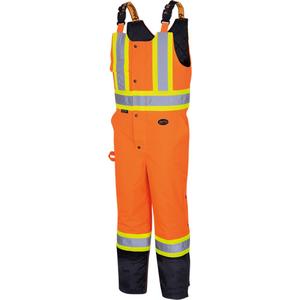 5040BB Waterproof Quilted Bib Pants - High Visibility Orange, Silver/Yellow, 2X-Small, Polyester, ANSI/ISEA 107-2020 Class E Supplemental Type