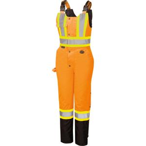 5040BBW Women's High-Visibility Waterproof Safety Overalls - Black/High Visibility Orange, Silver/Yellow, X-Small, Small, Medium, Large, X-Large, 2X-Large, 3X-Large, 4X-Large, Polyester, 2-Way Zipper with Brass Snap Storm Placket