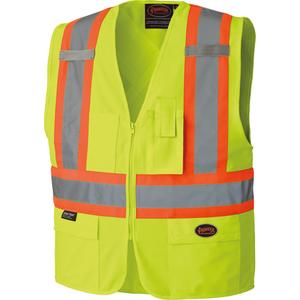 6689 High-Visibility Vest - High Visibility Lime-Yellow, Orange & Silver, 4X-Large, Polyester, Meets/Exceeds CSA Z96 Class 2 - Level 2