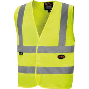 6886 High-Visibility Tricot Safety Vest - High Visibility Lime-Yellow, Silver, Small, Medium, Large, X-Large, 2X-Large, 3X-Large, 4X-Large, 5X-Large, Polyester, Meets/Exceeds CSA Z96 Class 2 - Level 2